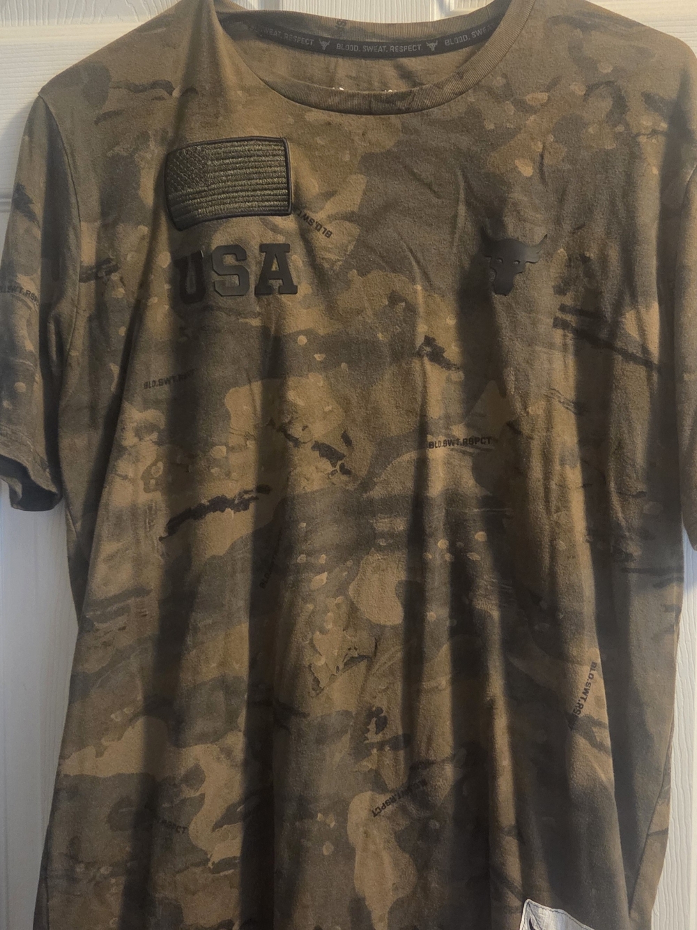 Under Armour Olive/Brown Camo USA Short Sleeve T-shirt Large Mens Performance